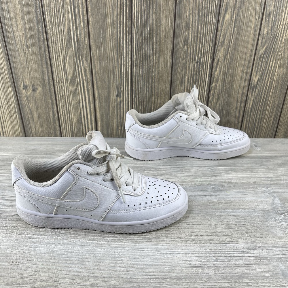 Nike Court Vision Low Triple White Leather Sneakers Women's Size: 7 - Picture 7 of 16
